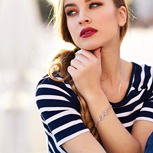 Billie Bijoux Pulsera de Plata esterlina Mujer Símbolo Amor Infinito Brazalete de Mujer Ajustable Regalo Ideal el día de San Valentín (C-Infinity Heart)