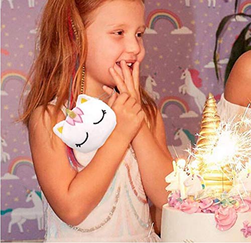 Biluer 4PCS Monedero Unicornio Mini Monedero Felpa Coin Purse para Almacenar Llaves Móvil Barra De Labios Tarjetas Regalos de Cumpleaños,12 * 5.5 * 12.5cm