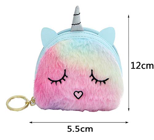 Biluer 4PCS Monedero Unicornio Mini Monedero Felpa Coin Purse para Almacenar Llaves Móvil Barra De Labios Tarjetas Regalos de Cumpleaños,12 * 5.5 * 12.5cm
