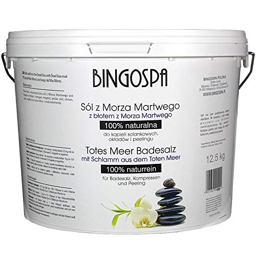 BINGOSPA Sal de baño del Mar Muerto con barro del Mar Muerto para la infección de la piel, psoriasis, acné, estrés, sudoración, dolores musculares – 12,5 kg