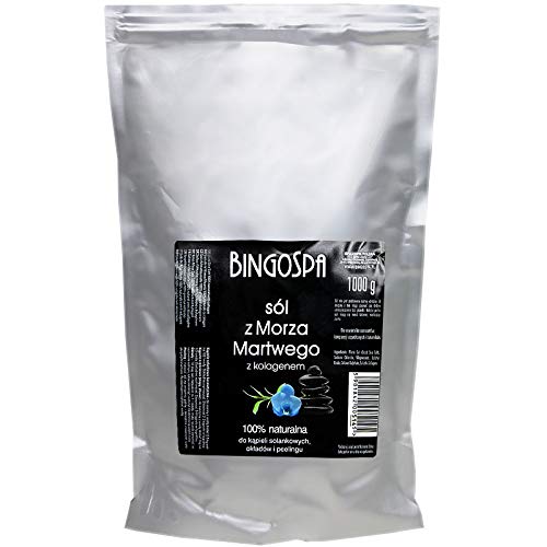 BINGOSPA sal de baño del Mar Muerto con colágeno para infecciones de la piel, psoriasis, acné, estrés, sudoración, dolor muscular - 1 kg