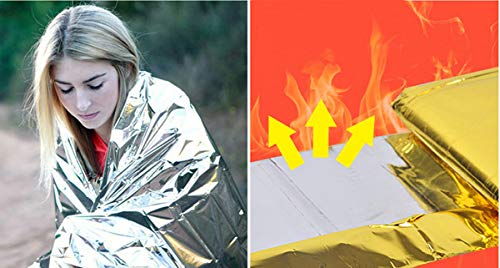 Binhai Manta térmica de Emergencia para Supervivencia, Reflectante, térmica, de Primeros Auxilios, 52 Pulgadas x 83 Pulgadas (2 Unidades)