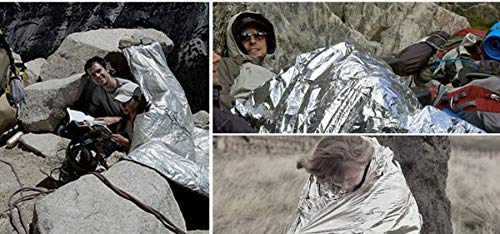 Binhai Manta térmica de Emergencia para Supervivencia, Reflectante, térmica, de Primeros Auxilios, 52 Pulgadas x 83 Pulgadas (2 Unidades)