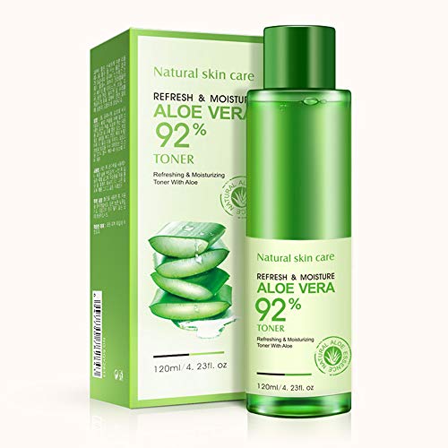 BIOAQUA 92% Aloe Vera Refresh - Tónico hidratante natural para plantas que ilumina el cuidado de la piel, 120 ml