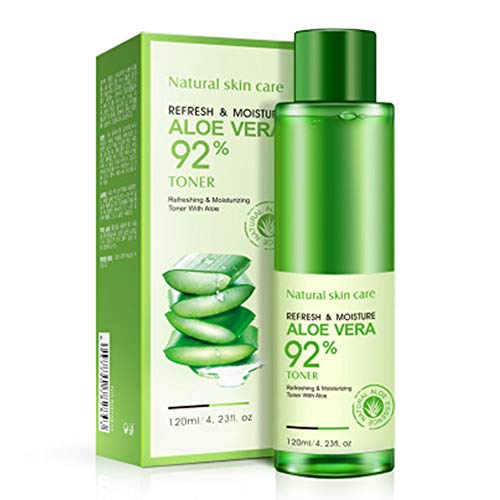 BIOAQUA 92% Aloe Vera Refresh - Tónico hidratante natural para plantas que ilumina el cuidado de la piel, 120 ml