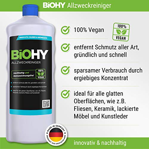 BiOHY Limpiador multiuso, Limpiador de alcohol, Limpiador universal (1 botella de 1 litro) | Limpiador Profesional de Mantenimiento - Producto de Limpieza ecológico (Allzweckreiniger)