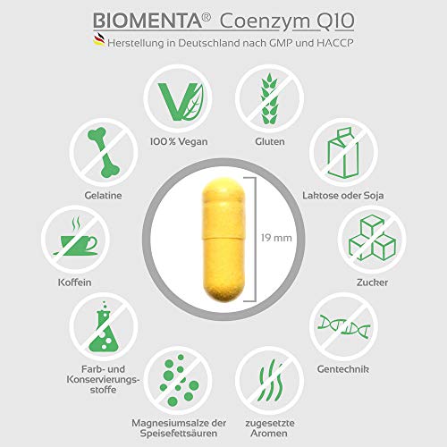 BIOMENTA COENZIMA Q10 200mg | 90 vegano Coenzima Q10 Cápsulas | por tres meses