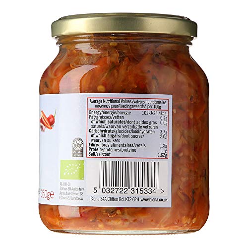 Biona Kimchi Ecológico Verduras Frescas Fermentadas - Paleo, Vegano, Vegetariano - Paquete 6 X 350 G