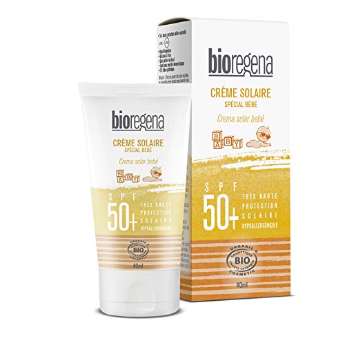Bioregena - Crema solar BIO, factor de protección 50+, para piel sensible de bebés de más de 6 meses, crema 40 ml