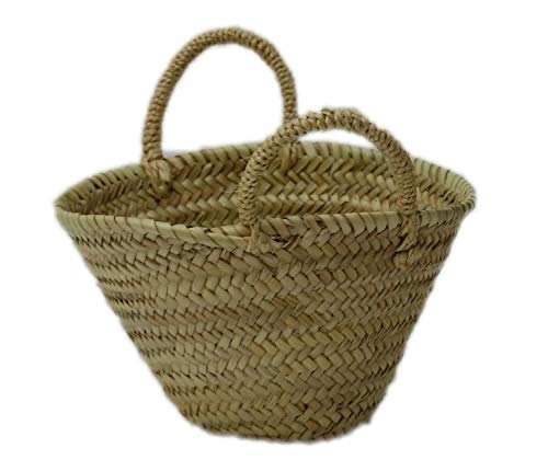 Birdikus Capazo de Palma o cesto de Mimbre Infantil, con asa Corta de Pita. Cesto de Fibras Naturales. Aprox. 23x20x17 cm