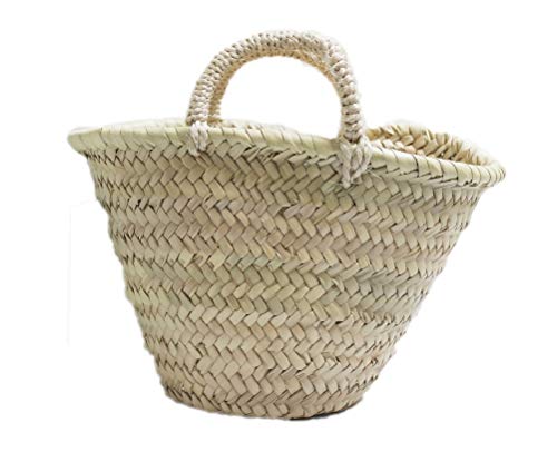 Birdikus Capazo de Palma o cesto de Mimbre Infantil, con asa Corta de Pita. Cesto de Fibras Naturales. Aprox. 23x20x17 cm