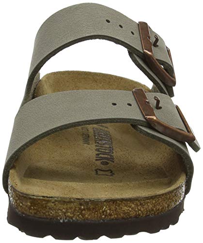 Birkenstock Arizona Birko-Flor Nubuck, Sandalias de Punta Descubierta Unisex Adulto, Beige (Grau (Nubuk Stone), 43 EU
