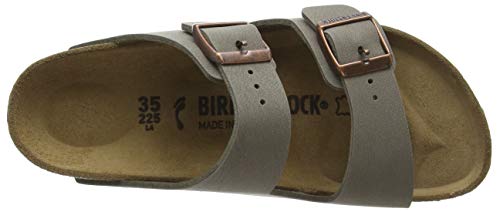 Birkenstock Arizona Birko-Flor Nubuck, Sandalias de Punta Descubierta Unisex Adulto, Beige (Grau (Nubuk Stone), 43 EU