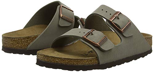 Birkenstock Arizona Birko-Flor Nubuck, Sandalias de Punta Descubierta Unisex Adulto, Beige (Grau (Nubuk Stone), 43 EU