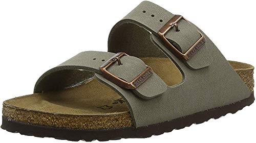Birkenstock Arizona Birko-Flor Nubuck, Sandalias de Punta Descubierta Unisex Adulto, Beige (Grau (Nubuk Stone), 43 EU