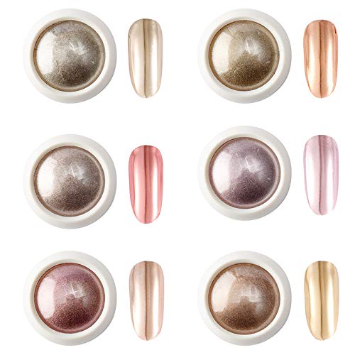 BISHENG 6 Caja de Oro Rosa Cromo Puro Efecto Espejo Mágico para Decoración de Uñas