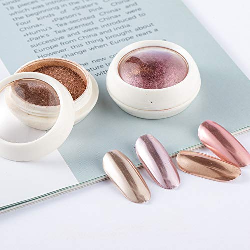BISHENG 6 Caja de Oro Rosa Cromo Puro Efecto Espejo Mágico para Decoración de Uñas