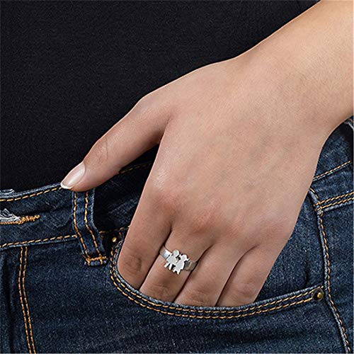 bishixiangenbaihuo Anillo De Mujer Anillo De Promesa Anillo De Nombre Simulado Anillo Palabra Grabada Pareja Navidad Anillo De Regalo De Cumpleaños(Plata 18)