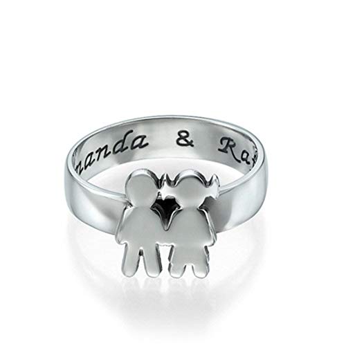 bishixiangenbaihuo Anillo De Mujer Anillo De Promesa Anillo De Nombre Simulado Anillo Palabra Grabada Pareja Navidad Anillo De Regalo De Cumpleaños(Plata 18)