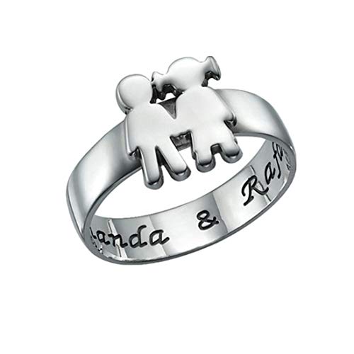 bishixiangenbaihuo Anillo De Mujer Anillo De Promesa Anillo De Nombre Simulado Anillo Palabra Grabada Pareja Navidad Anillo De Regalo De Cumpleaños(Plata 18)
