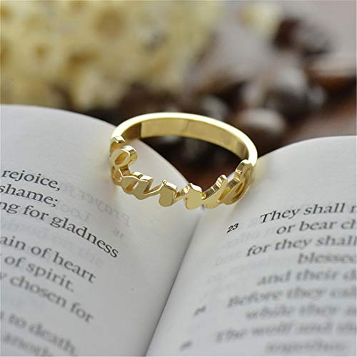 bishixiangenbaihuo Anillo De Promesa De Mujer Anillo De Nombre Simulado Personalizado Anillo De Palabra Regalo De Cumpleaños De Navidad para Mujer (Oro 14)