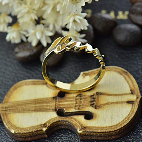 bishixiangenbaihuo Anillo De Promesa De Mujer Anillo De Nombre Simulado Personalizado Anillo De Palabra Regalo De Cumpleaños De Navidad para Mujer (Oro 14)