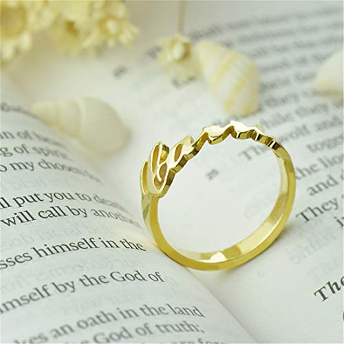 bishixiangenbaihuo Anillo De Promesa De Mujer Anillo De Nombre Simulado Personalizado Anillo De Palabra Regalo De Cumpleaños De Navidad para Mujer (Oro 14)