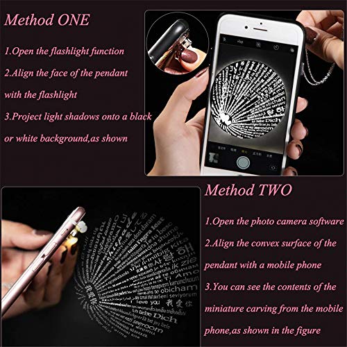 bishixiangenbaihuo Collar De Mujer Collar De Proyección De Fotos Personalizado Collar De 100 Idiomas Te Quiero Regalo De Cumpleaños para Novia(Oro Rosa Blanco y Negro 20)