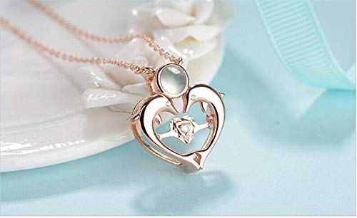 bishixiangenbaihuo Collar De Mujer Collar De Proyección De Fotos Personalizado Collar De 100 Idiomas Te Quiero Regalo De Cumpleaños para Novia(Oro Rosa Blanco y Negro 20)