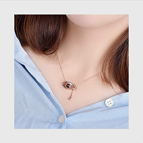 bishixiangenbaihuo Collar De Proyección De Mujer con Foto Personalizada Collar De Nanotecnología con Memoria De Amor Regalo Genial De Navidad(Oro Rosa a Todo Color 16)
