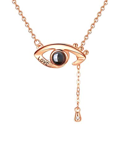 bishixiangenbaihuo Collar De Proyección De Mujer con Foto Personalizada Collar De Nanotecnología con Memoria De Amor Regalo Genial De Navidad(Oro Rosa a Todo Color 16)