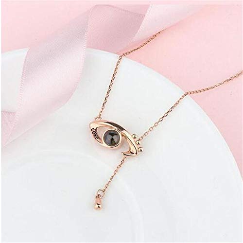 bishixiangenbaihuo Collar De Proyección De Mujer con Foto Personalizada Collar De Nanotecnología con Memoria De Amor Regalo Genial De Navidad(Oro Rosa a Todo Color 16)