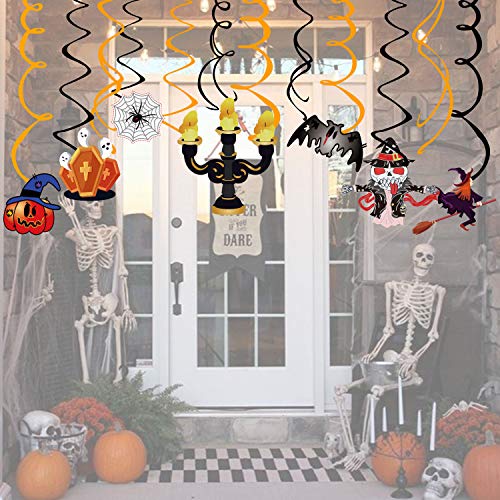 BJ-SHOP Remolino Colgante de Fiesta de Halloween,Adornos de Espiral de Halloween 44 Unids Colorido Techo Torbellino Serpentinas Espirales Lámina