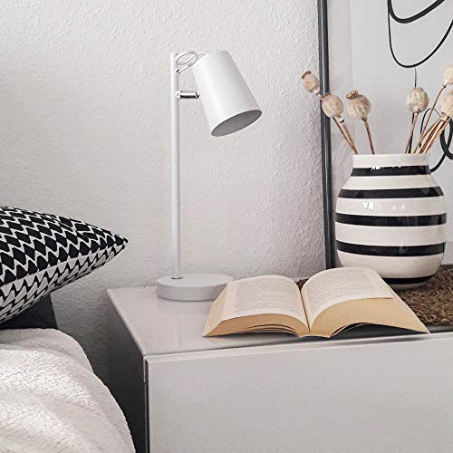 B.K.Licht Lámpara de mesa con pantalla en tela I Iluminación de ambiente I Para escritorio, dormitorio y sala de estar