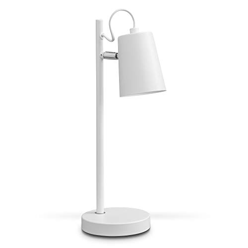 B.K.Licht Lámpara de mesa con pantalla en tela I Iluminación de ambiente I Para escritorio, dormitorio y sala de estar