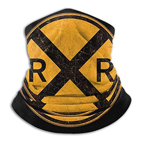 Bklzzjc Railroad Crossing Round Metal Unisex Bufanda Deportiva a Prueba de Viento Calentador de Cuello al Aire Libre Bandana Pasamontañas Sombreros