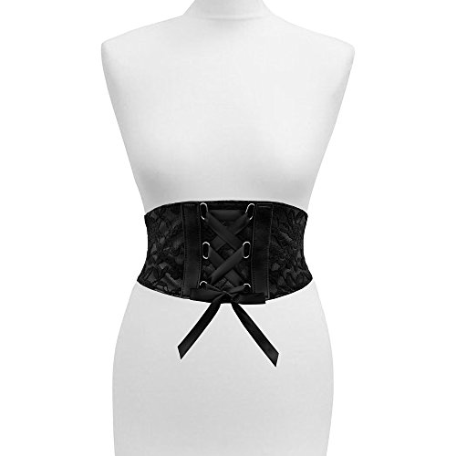 BlackButterfly Cinturón elástico de corsé de cintura de encaje de 14CM (Negro, ES 42-44)
