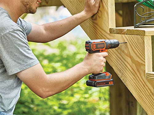 BLACK+DECKER BDCDC18KB-QW - Taladro atornillador 18V, con 2 baterías de litio 18V (1.5Ah) y maletín