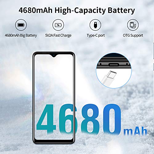 Blackview A80 Pro Teléfono Móvil Libre con Cámara Trasera Cuádruple 13MP+8MP, 6.49" HD+ WaterDrop Screen, 4GB+64GB, Batería 4680mAh, Helio P25 Octa-Core Smartphone Libre 4G, Dual Sim/Face ID/GPS-Negro
