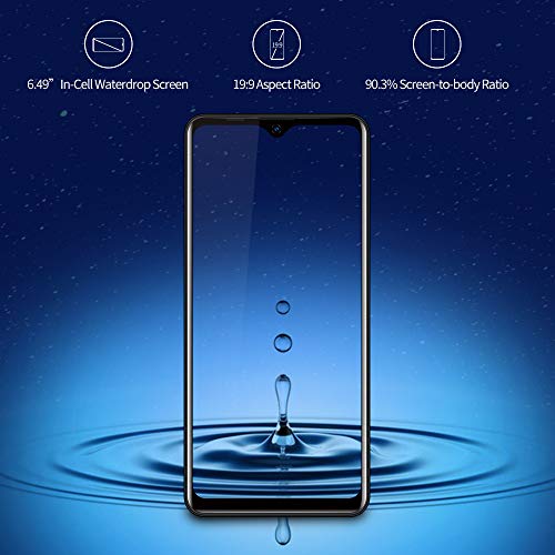 Blackview A80 Pro Teléfono Móvil Libre con Cámara Trasera Cuádruple 13MP+8MP, 6.49" HD+ WaterDrop Screen, 4GB+64GB, Batería 4680mAh, Helio P25 Octa-Core Smartphone Libre 4G, Dual Sim/Face ID/GPS-Negro