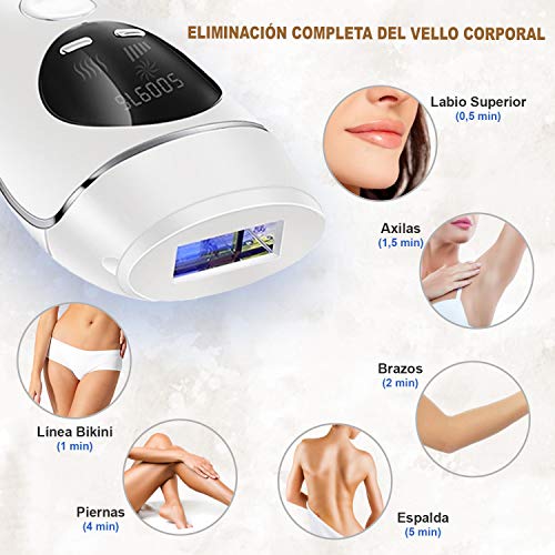 BLAICER Depiladora Luz Pulsada IPL Profesional, 999990 Flashes, Depilación Permanente Vello Facial y Corporal - Depiladora Laser sin Dolor para Mujer y Hombre - Incluye Depiladora Cejas
