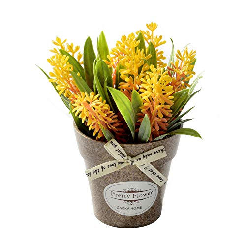 Blanketswarm 5 mini flores artificiales bonsái con maceta de plástico, plantas de bonsái falsas arreglos florales para el hogar, boda, fiesta, oficina centros de mesa decoración