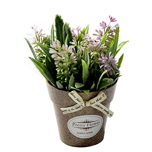 Blanketswarm 5 mini flores artificiales bonsái con maceta de plástico, plantas de bonsái falsas arreglos florales para el hogar, boda, fiesta, oficina centros de mesa decoración