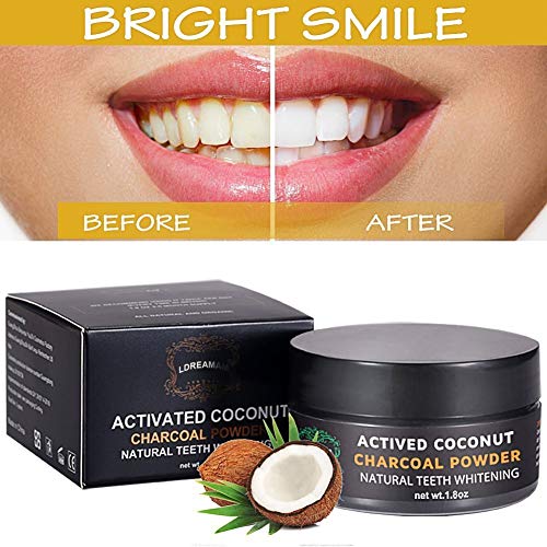 Blanqueamiento Dental,Dientes Blancos,Carbón Activado Polvo, Blanqueador Dientes Carbon, Teeth Whitening Elimina Manchas Dentales, Manchas Café Manchas Vino, Natural Carbón Activado Coco