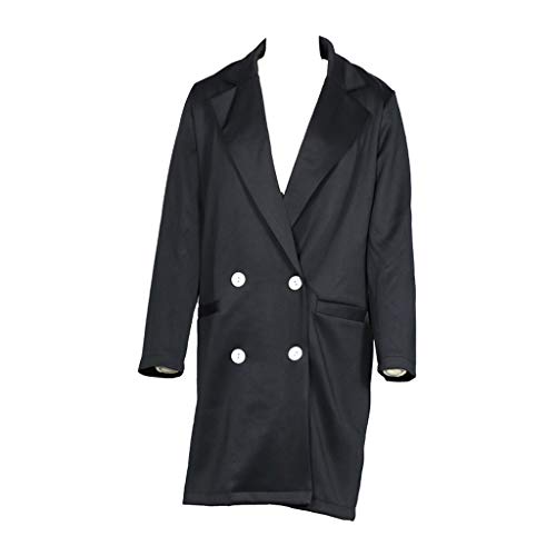 Blazer Chaquetas Elegante Mujer SUNNSEAN Abrigos de Bicolor con Cinturón Manga Larga Elegante Chaquetas de Blazer de Solapa Abrigos Largos con Botones Slim Cárdigan de Moda Chaquetas (XXL, Negro2)