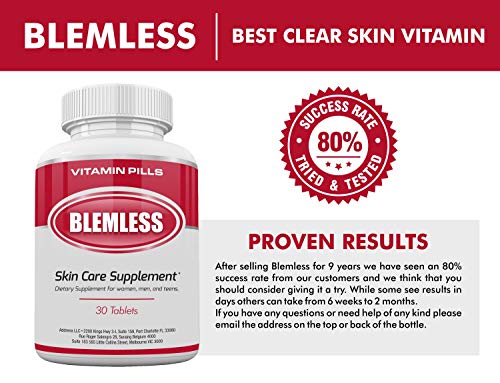 Blemless- Pastillas para suplementos de piel clara de 30 días: las mejores tabletas para pieles grasas y un cutis radiante | Píldoras de vitaminas para mujeres y hombres