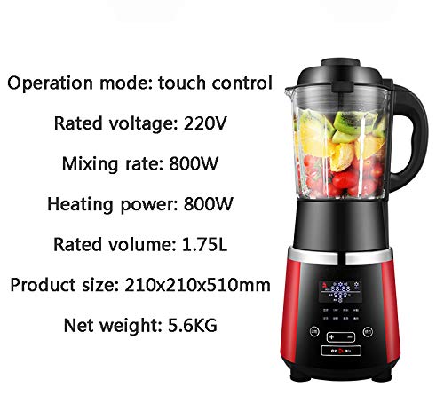 Blender Smoothie Maker Container, Exprimidor Profesional de Alta Velocidad 1.7L, Procesador de Alimentos Adecuado para Carne, Frutas, maní, nueces, nueces, Frijoles-Red