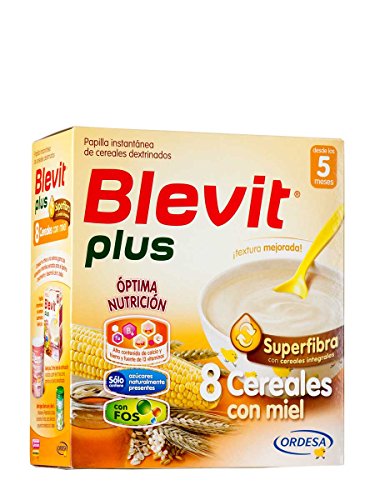 Blevit - Papilla 8 Cereales con Miel Superfibra Blevit Plus 600 gr 5m+