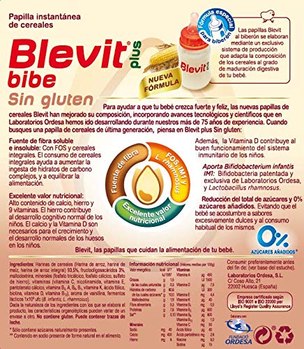 Blevit Plus Papilla Sin Gluten Para Biberón, 1 unidad  600 gr. A partir de los 4 meses.