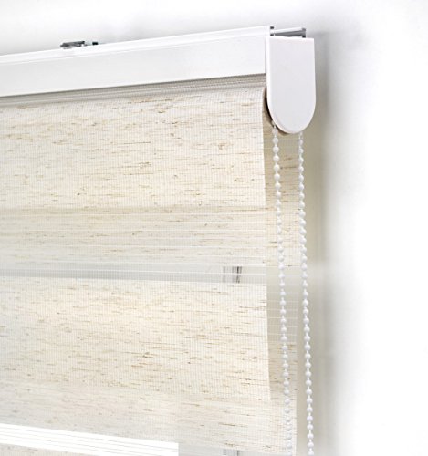 Blindecor Lira Estor Enrollable de Doble Capa, Noche y Día, Poliéster, Lino Crema, 160 x 180 cm (ancho x largo)